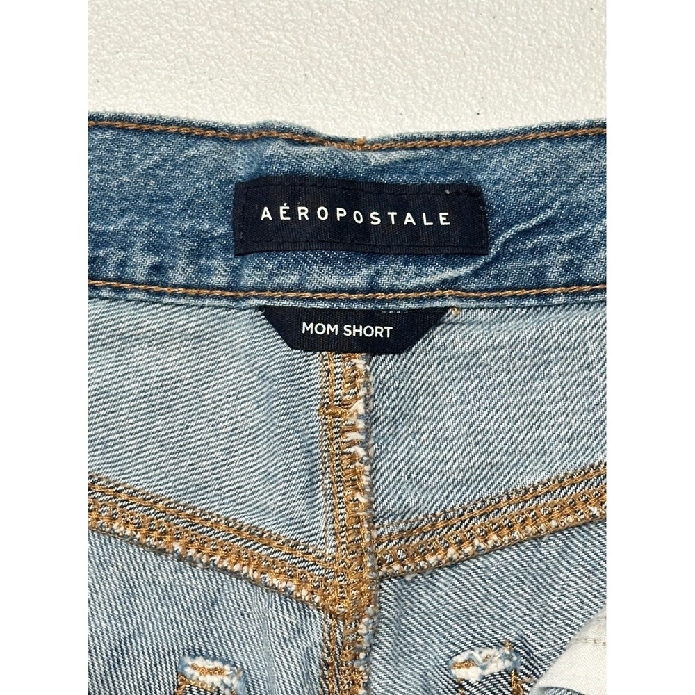 AEROPOSTALE Womens Denim Mom Shorts Light Wash Frayed Hem Size 00 - Picture 6 of 10